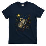 Koala Sleeping Under Starry Night Sky T-Shirt - Navy Blue