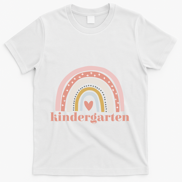 Kindergarten Teacher Student Cute Rainbow Back To School Funny Gift T-Shirt - White