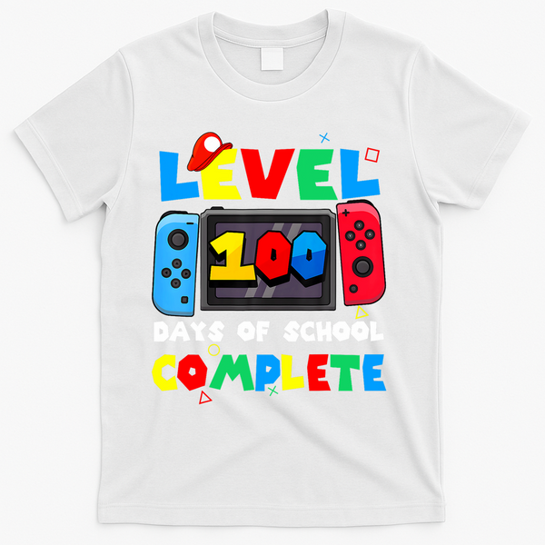 Level 100 Days Of School Complete Gamer Video Games T-Shirt - White