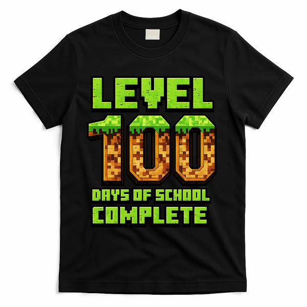 Level 100 Days Of School Complete Gamer  T-Shirt - Black