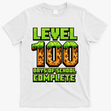 Level 100 Days Of School Complete Gamer  T-Shirt - White