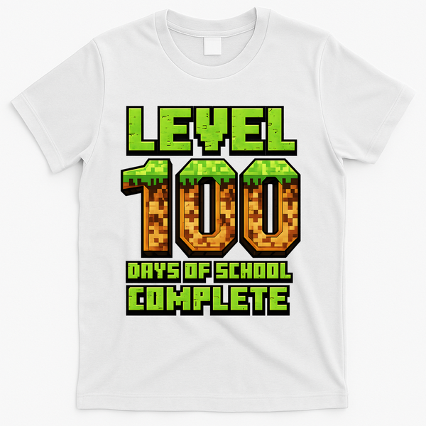 Level 100 Days Of School Complete Gamer  T-Shirt - White