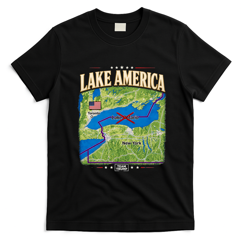 Lake America Map Team Trump Lake Ontario T-Shirt - Black