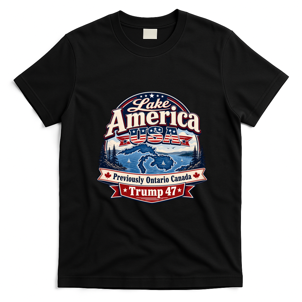 Lake America Previously Ontario Canada Trump 47 T-Shirt - Black