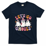 Let's Go Ghouls Cute Ghosts Family Halloween T-Shirt - Navy Blue