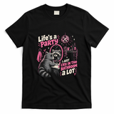 Life Is A Party Funny Raccoon Retro T-Shirt - Black