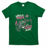Life Is A Party Funny Raccoon Retro T-Shirt - Irish Green