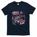 Life Is A Party Funny Raccoon Retro T-Shirt - Navy Blue