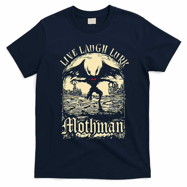 Live. Laugh. Lurk Mothman T-Shirt - Navy Blue