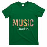 Leopard Music Teacher Cute Back To School Supplies Gift T-Shirt - Green