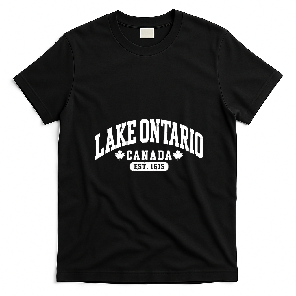 Lake Ontario Canada Vintage EST 1615 Canadian Pride T-Shirt - Black
