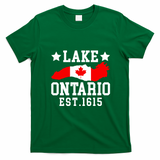Lake Ontario EST 1615 Canadian Flag Canada T-Shirt - Irish Green
