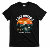 Lake Ontario Est 1615 Sunset Sailboat Scenic T-Shirt - Black
