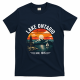 Lake Ontario Est 1615 Sunset Sailboat Scenic T-Shirt - Navy Blue