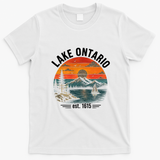 Lake Ontario Est 1615 Sunset Sailboat Scenic T-Shirt - White