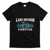 Lake Ontario EST 1615 Forever Vintage Nature Scene  T-Shirt - Black