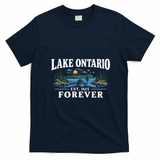 Lake Ontario EST 1615 Forever Vintage Nature Scene  T-Shirt - Navy Blue