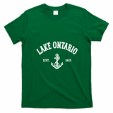 Lake Ontario EST 1615 Canada Retro Anchor Souvenir T-Shirt - Irish Green