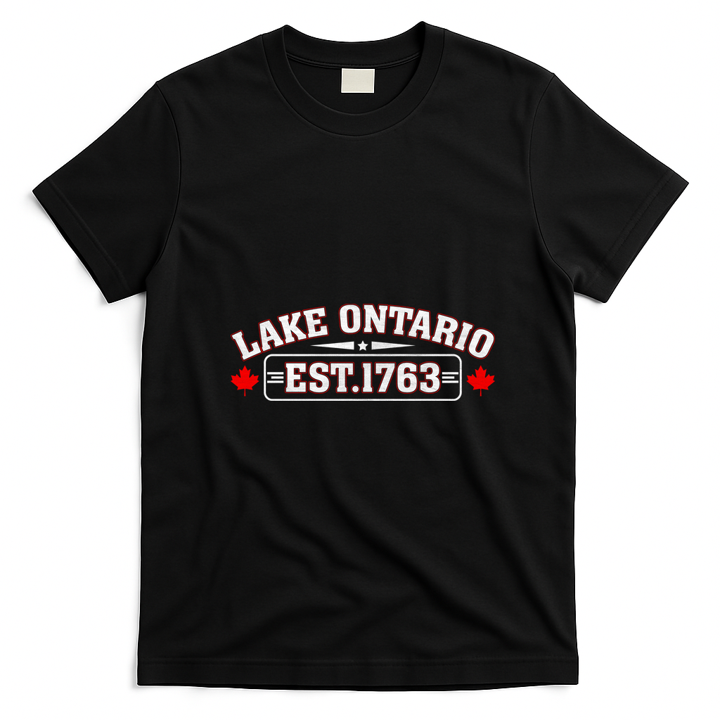 Lake Ontario Est 1763 T-Shirt - Black