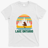 Lake Ontario Retro Sunset Bear Canoe Outdoor Hiking T-Shirt - White