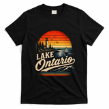 Lake Ontario Sunset Lighthouse Sailing Vintage T-Shirt - Black