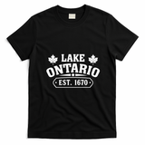 Lake Ontario Vintage Est 1670 Retro Travel T-Shirt - Black