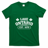 Lake Ontario Vintage Est 1670 Retro Travel T-Shirt - Irish Green