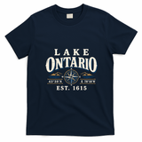 Lake Ontario Vintage Compass T-Shirt - Navy Blue