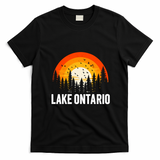 Lake Ontario Vintage 70s 80s Graphic Cool Retro T-Shirt - Black