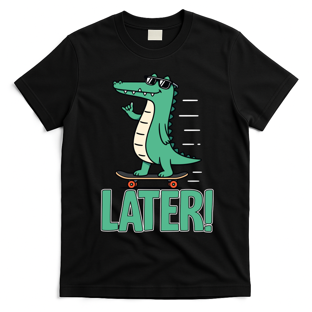 Later Skater Alligator T-Shirt - Black