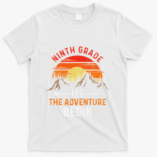Let The 9th Grade Adventure Begin Ninth Grade Teacher Retro T-Shirt - White