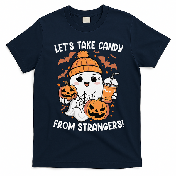 LetS Take Candy From Strangers Funny Halloween T-Shirt - Navy Blue