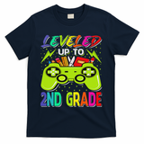 Leveled Up To 2nd Grade Gamer Back To School First Day T-Shirt - Navy