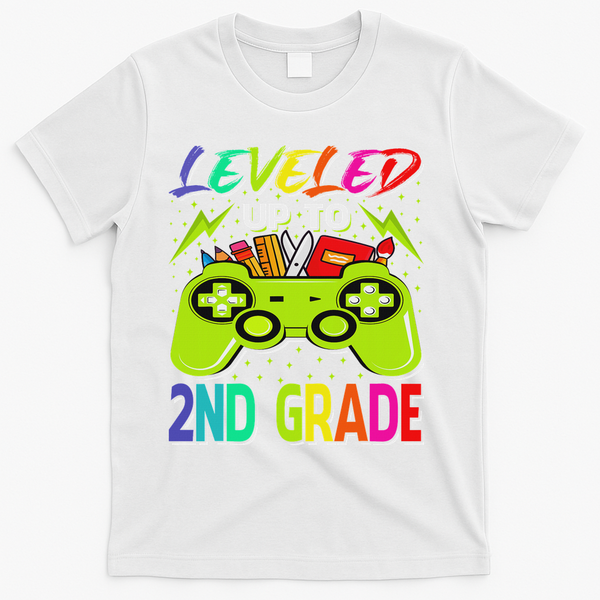 Leveled Up To 2nd Grade Gamer Back To School First Day T-Shirt - White