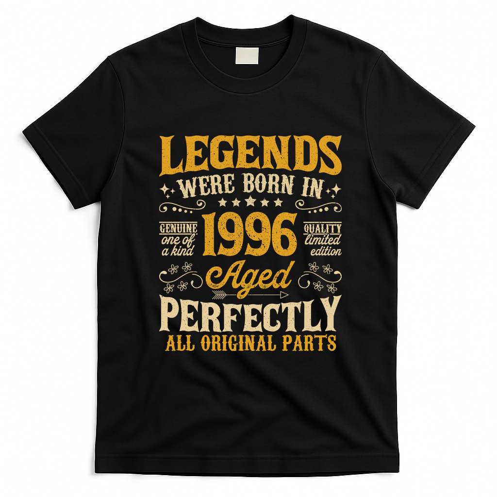 Legends Were Born In 1996 Aged Perfectly 30th Birthday Gift T-Shirt - Black