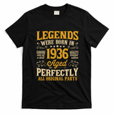 Legends Were Born In 1936 Aged Perfectly 90th Birthday Gift T-Shirt - Black