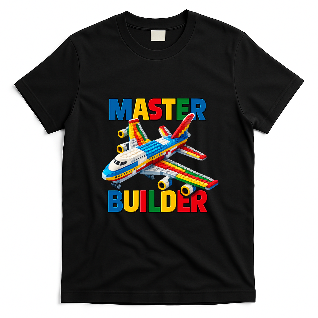 Master Builder Airplane Toy Building Blocks Brick T-Shirt - Black