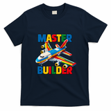 Master Builder Airplane Toy Building Blocks Brick T-Shirt - Navy Blue