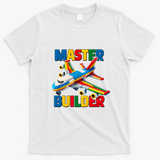 Master Builder Airplane Toy Building Blocks Brick T-Shirt - White