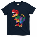 Master Builder Building Bricks Dinosaur T-Rex T-Shirt - Navy Blue