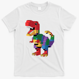 Master Builder Building Bricks Dinosaur T-Rex T-Shirt - White