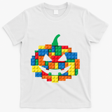 Master Builder Building Blocks Pumpkin Halloween T-Shirt - White