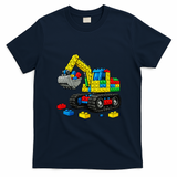 Master Builder Excavator Construction Building Bricks Blocks T-Shirt - Navy Blue