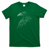 Mystical Black Raven Illustration Crow Artwork T-Shirt - Irish Green