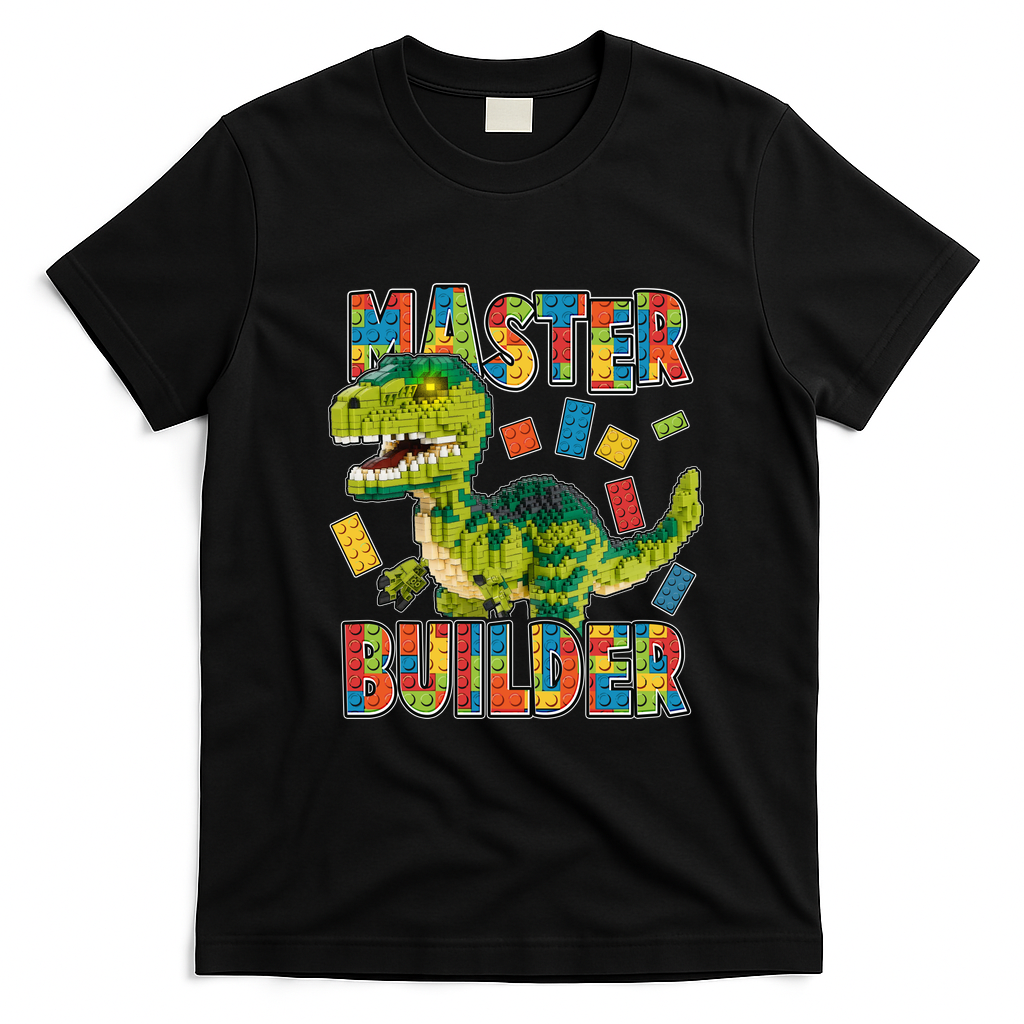 Master Builder T-Rex Dinosaur T-Shirt - Black