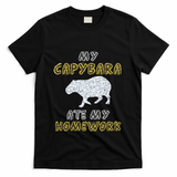 My Capybara Ate My Homework Mammal Animal Back To School T-Shirt - Black