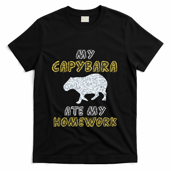 My Capybara Ate My Homework Mammal Animal Back To School T-Shirt - Black