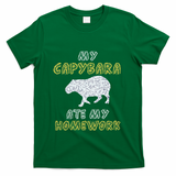My Capybara Ate My Homework Mammal Animal Back To School T-Shirt - Green