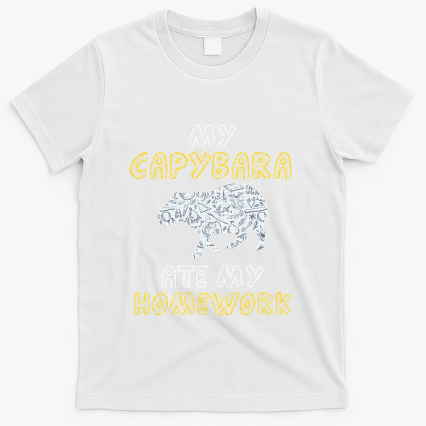 My Capybara Ate My Homework Mammal Animal Back To School T-Shirt - White