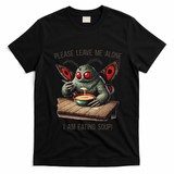 Mothman Cryptozoology Funny Cryptid Mothman Eating Soup T-Shirt - Black